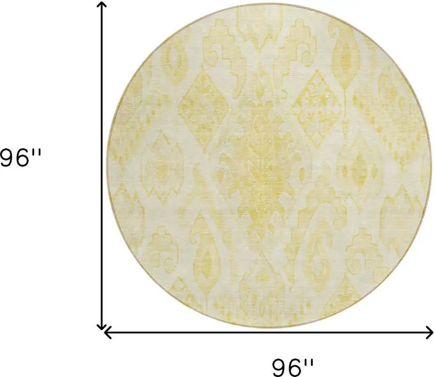 8' Gold Ivory And Beige Round Moroccan Washable Indoor Outdoor Area Rug Photo 3
