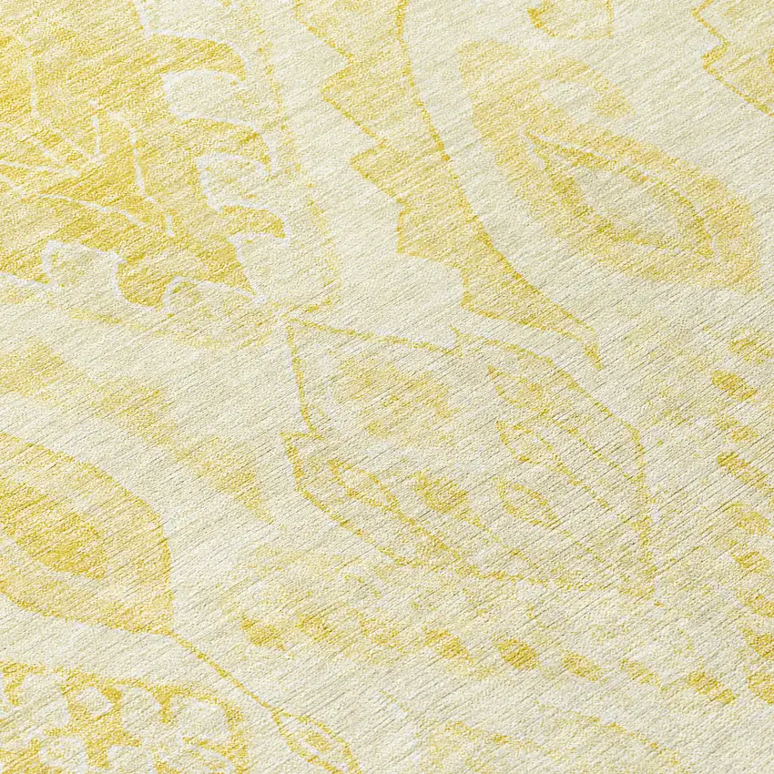 8' Gold Ivory And Beige Round Moroccan Washable Indoor Outdoor Area Rug Photo 8