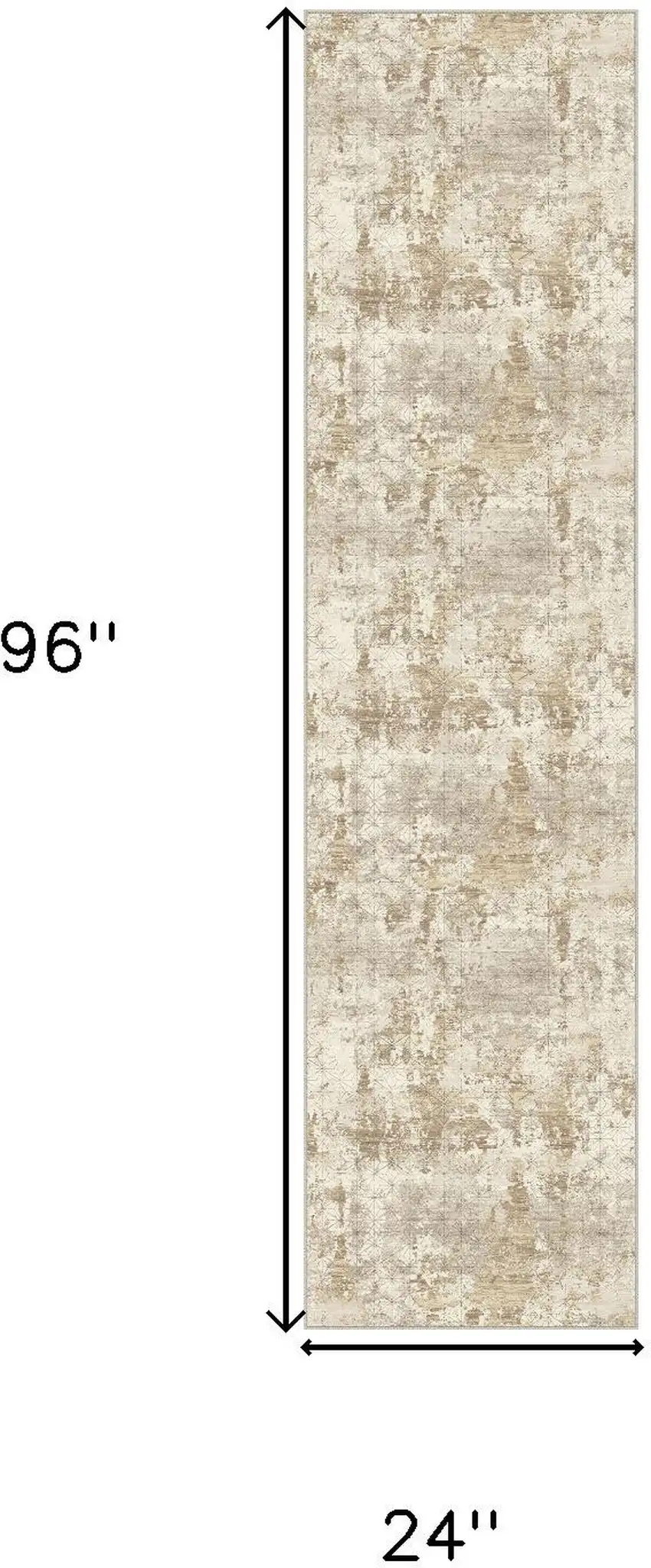 8' Gold Ivory And Brown Abstract Washable Runner Rug Photo 3