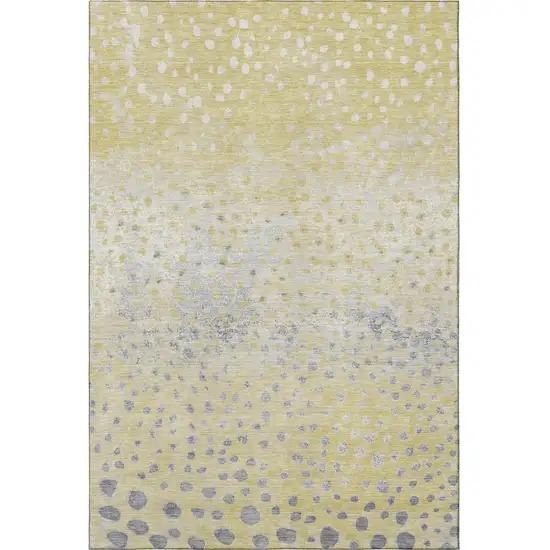 8' Gold Ivory And Gray Polka Dot Washable Area Rug With UV Protection Photo 3