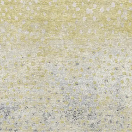 8' Gold Ivory And Gray Polka Dot Washable Area Rug With UV Protection Photo 2
