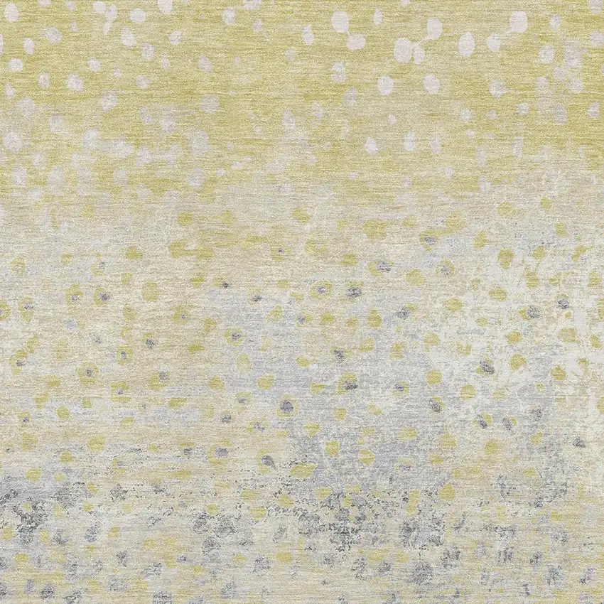 8' Gold Ivory And Gray Polka Dot Washable Area Rug With UV Protection Photo 2