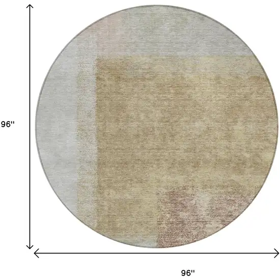 8' Gold Ivory And Gray Round Abstract Washable Indoor Outdoor Area Rug Photo 3