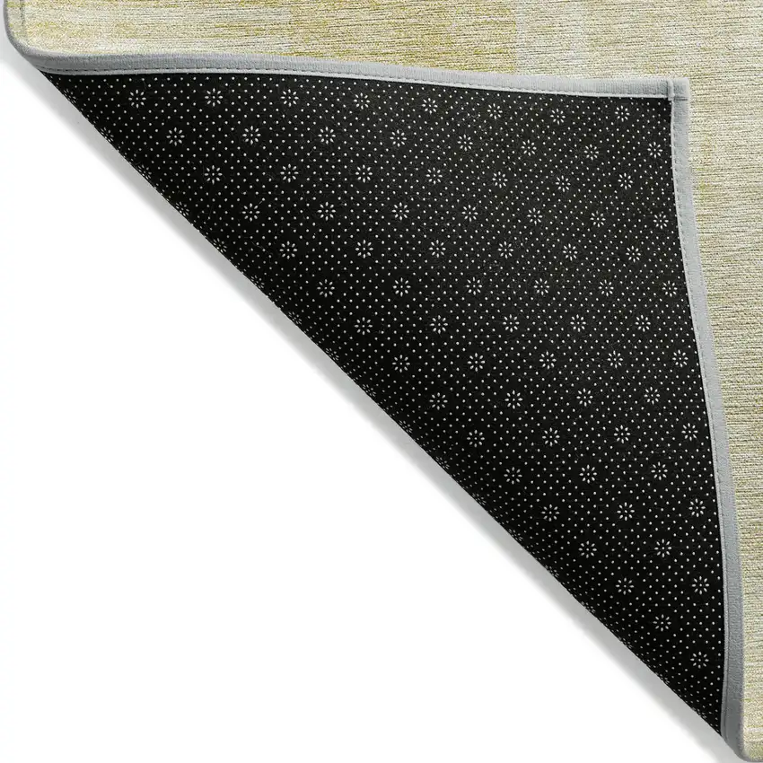 8' Gold Ivory And Yellow Round Geometric Washable Indoor Outdoor Area Rug Photo 2