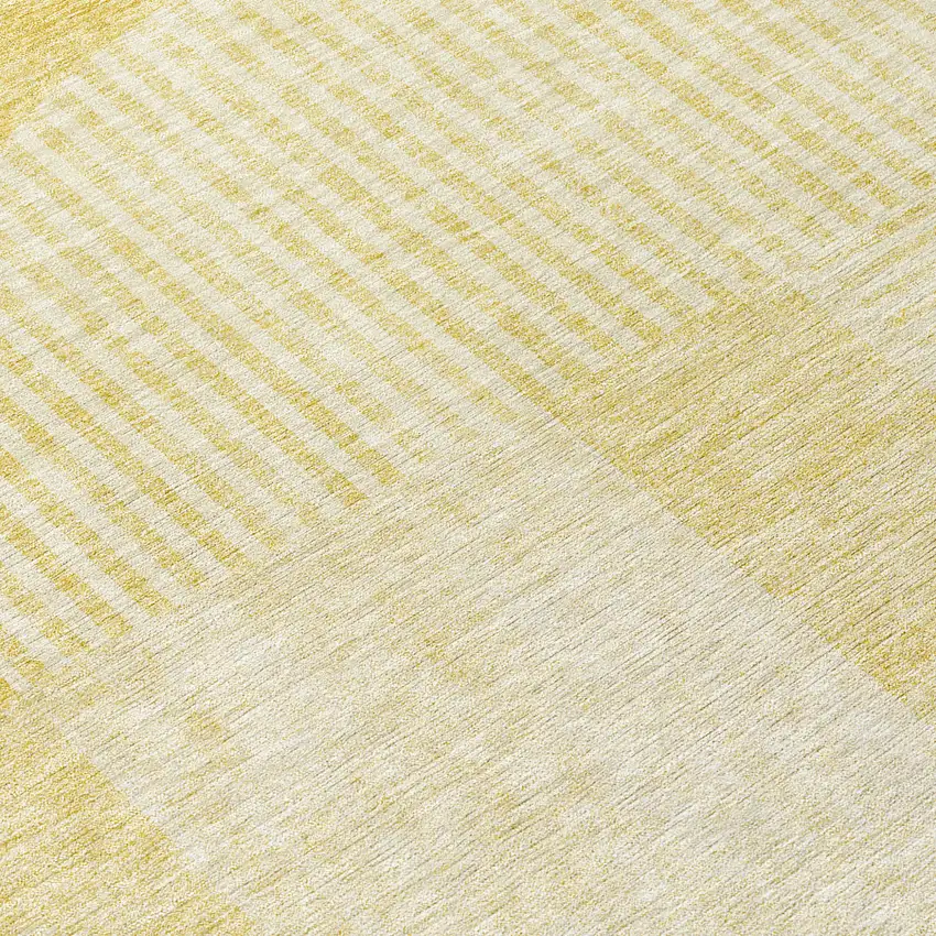 8' Gold Ivory And Yellow Round Geometric Washable Indoor Outdoor Area Rug Photo 9