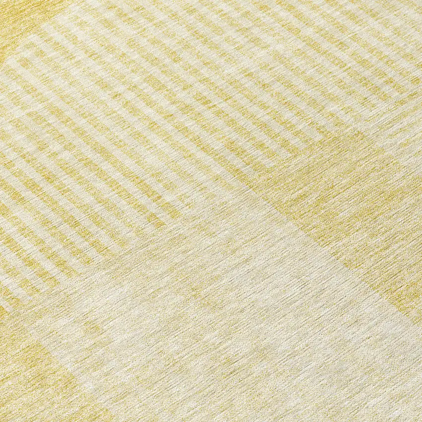 8' Gold Ivory And Yellow Round Geometric Washable Indoor Outdoor Area Rug Photo 9