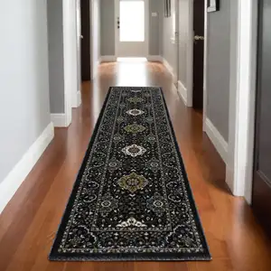 Photo of 8' Gold Medallion Runner Rug With Fringe