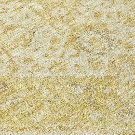 8' Gold Tan And Beige Round Oriental Washable Indoor Outdoor Area Rug Photo 9
