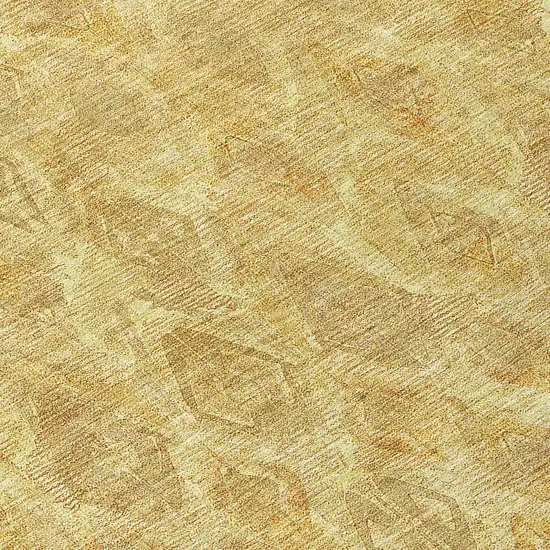 8' Gold Taupe And Beige Round Geometric Washable Indoor Outdoor Area Rug Photo 4