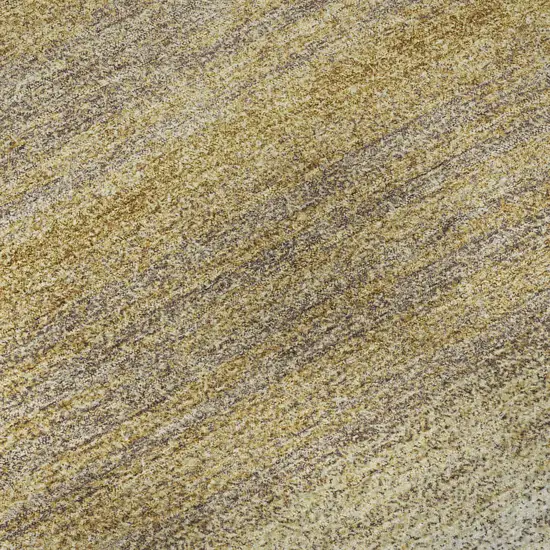 8' Gold Taupe And Ivory Striped Washable Round Rug With UV Protection Photo 8