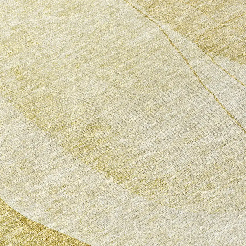8' Gold Wheat And Beige Round Abstract Washable Indoor Outdoor Area Rug Photo 9