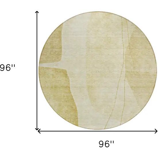 8' Gold Wheat And Beige Round Abstract Washable Indoor Outdoor Area Rug Photo 8