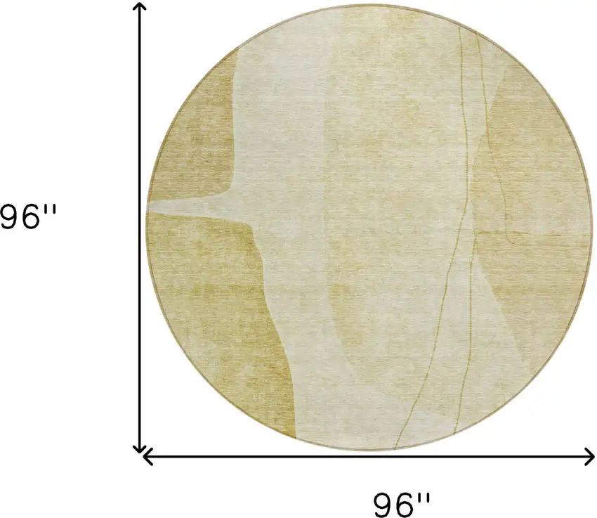 8' Gold Wheat And Beige Round Abstract Washable Indoor Outdoor Area Rug Photo 8