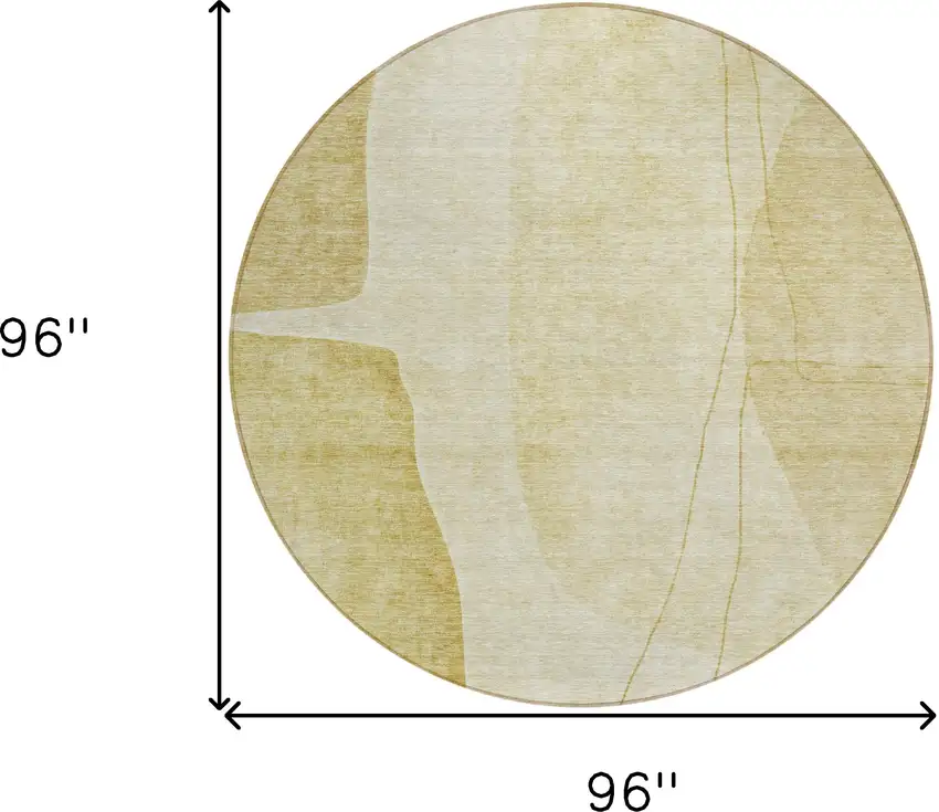 8' Gold Wheat And Beige Round Abstract Washable Indoor Outdoor Area Rug Photo 8