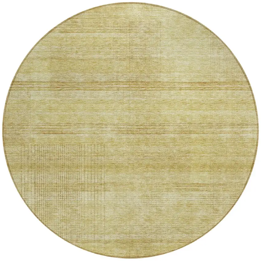 8' Gold Wheat And Beige Round Striped Washable Indoor Outdoor Area Rug Photo 5