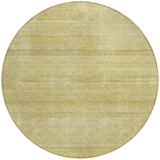 8' Gold Wheat And Beige Round Striped Washable Indoor Outdoor Area Rug Photo 5