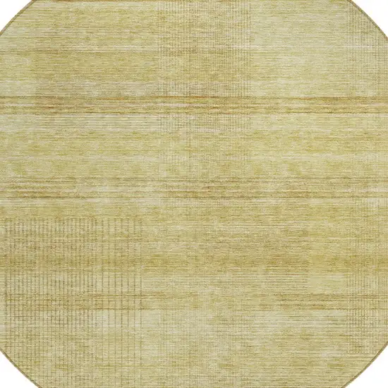 8' Gold Wheat And Beige Round Striped Washable Indoor Outdoor Area Rug Photo 4