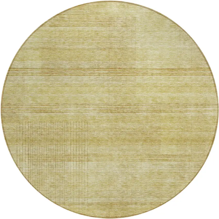 8' Gold Wheat And Beige Round Striped Washable Indoor Outdoor Area Rug Photo 2