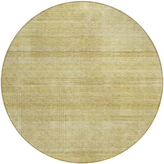 8' Gold Wheat And Beige Round Striped Washable Indoor Outdoor Area Rug Photo 2