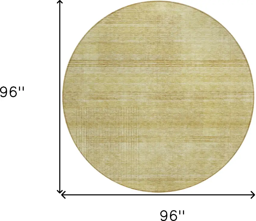 8' Gold Wheat And Beige Round Striped Washable Indoor Outdoor Area Rug Photo 3