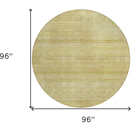 8' Gold Wheat And Beige Round Striped Washable Indoor Outdoor Area Rug Photo 3