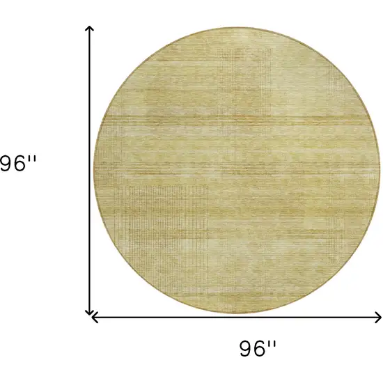 8' Gold Wheat And Beige Round Striped Washable Indoor Outdoor Area Rug Photo 3