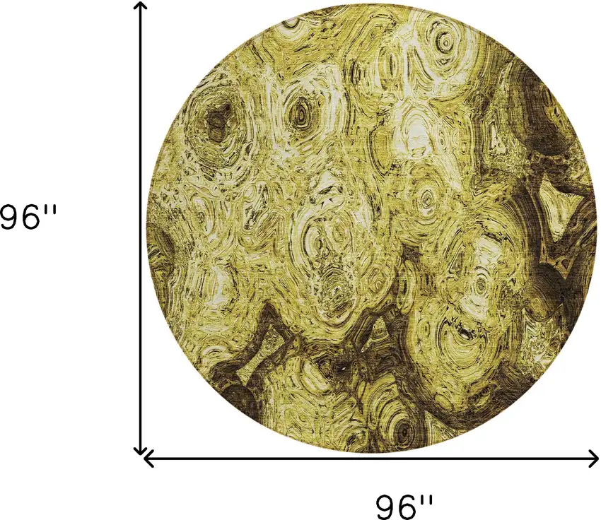 8' Gold Wheat And Chocolate Round Abstract Washable Indoor Outdoor Area Rug Photo 3