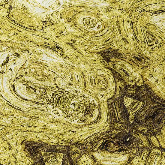 8' Gold Wheat And Chocolate Round Abstract Washable Indoor Outdoor Area Rug Photo 7