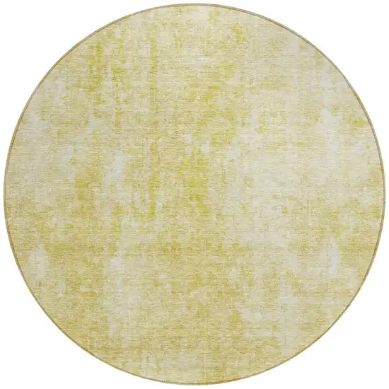 8' Gold Wheat And Ivory Round Abstract Washable Indoor Outdoor Area Rug Photo 5