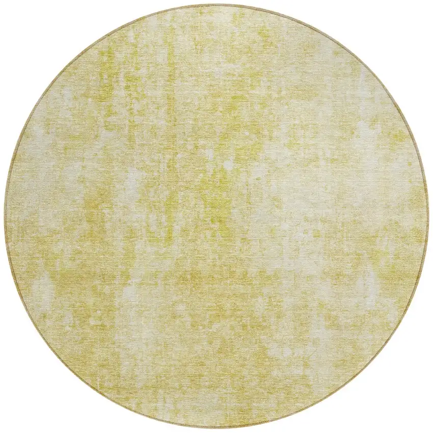 8' Gold Wheat And Ivory Round Abstract Washable Indoor Outdoor Area Rug Photo 5