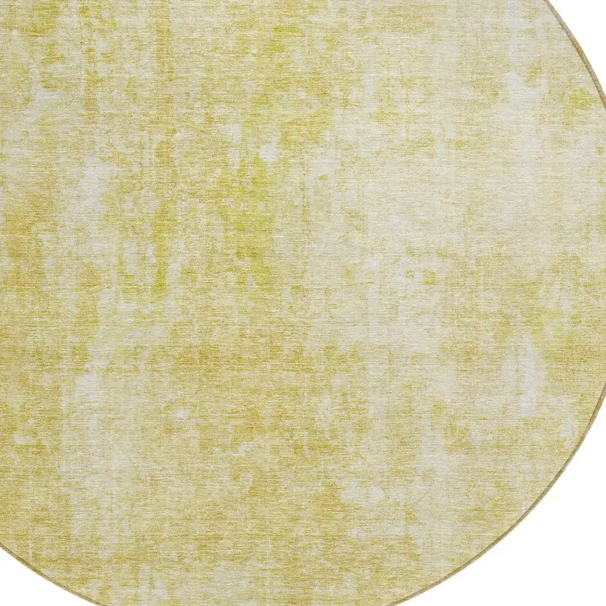 8' Gold Wheat And Ivory Round Abstract Washable Indoor Outdoor Area Rug Photo 4