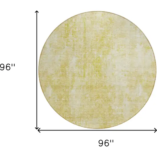 8' Gold Wheat And Ivory Round Abstract Washable Indoor Outdoor Area Rug Photo 3