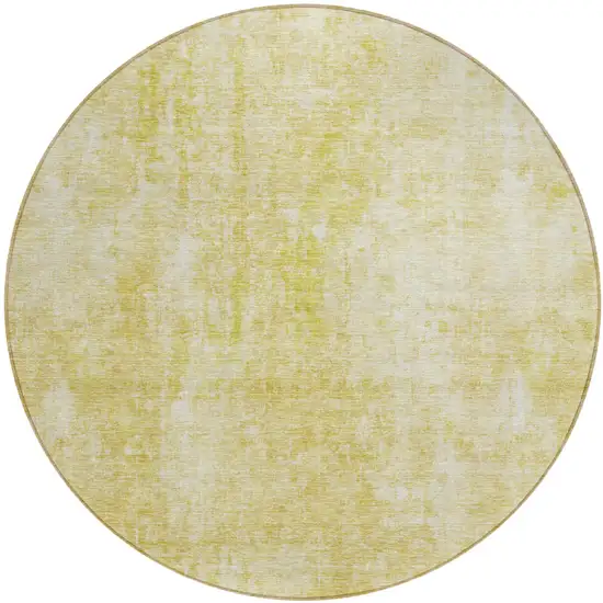 8' Gold Wheat And Ivory Round Abstract Washable Indoor Outdoor Area Rug Photo 2