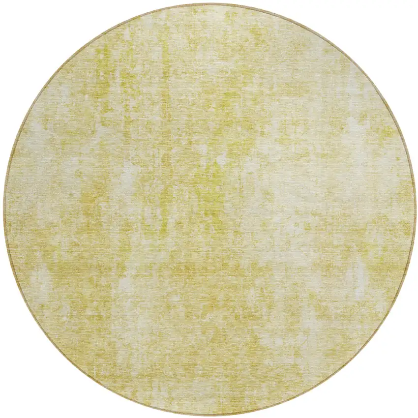 8' Gold Wheat And Ivory Round Abstract Washable Indoor Outdoor Area Rug Photo 2