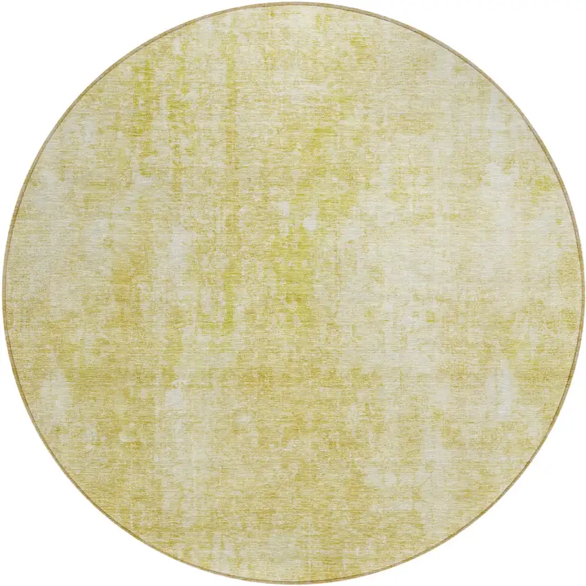 8' Gold Wheat And Ivory Round Abstract Washable Indoor Outdoor Area Rug Photo 2