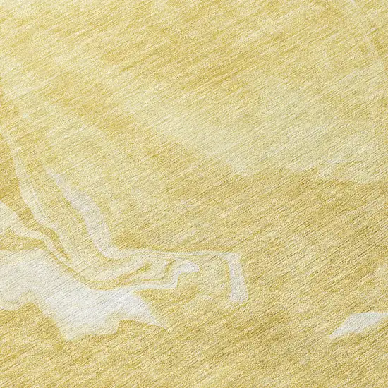 8' Gold Wheat And Ivory Round Abstract Washable Indoor Outdoor Area Rug Photo 8