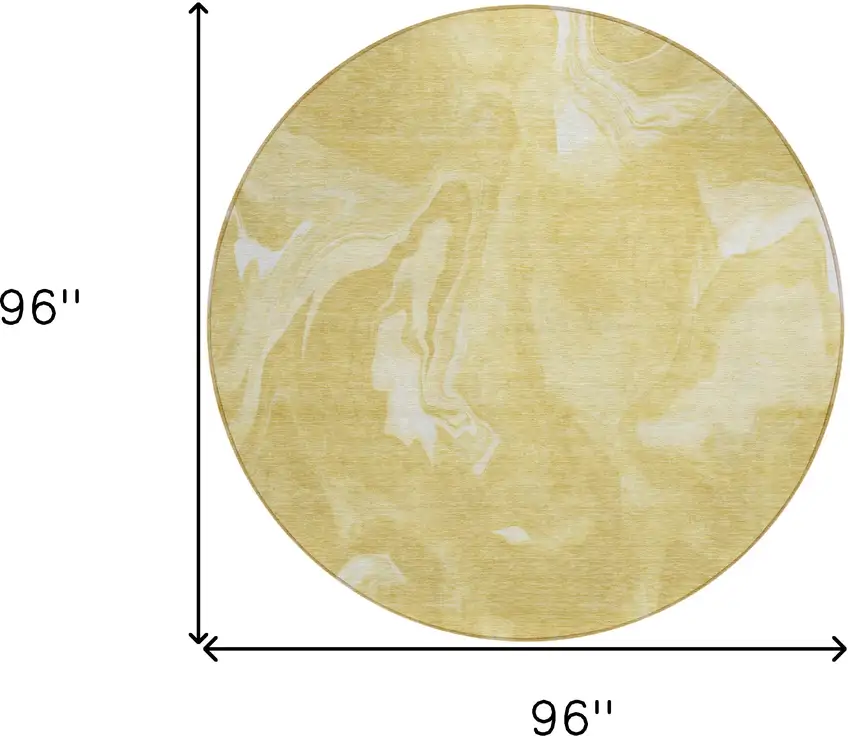 8' Gold Wheat And Ivory Round Abstract Washable Indoor Outdoor Area Rug Photo 3