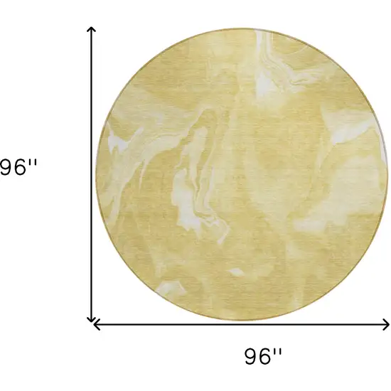 8' Gold Wheat And Ivory Round Abstract Washable Indoor Outdoor Area Rug Photo 3
