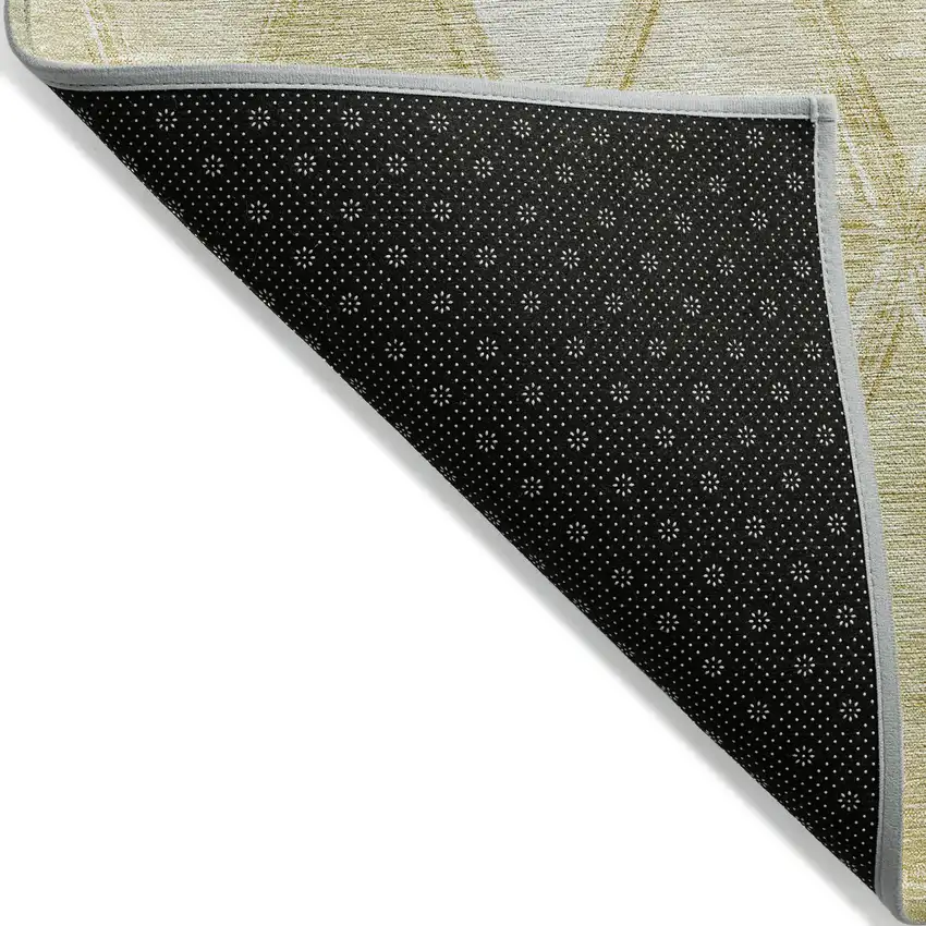 8' Gold Wheat And Ivory Round Geometric Washable Indoor Outdoor Area Rug Photo 3