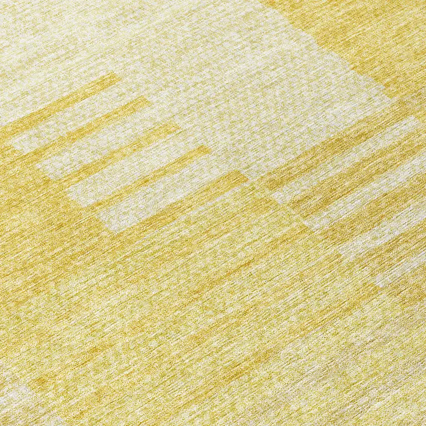 8' Gold Wheat And Ivory Round Striped Washable Indoor Outdoor Area Rug Photo 8