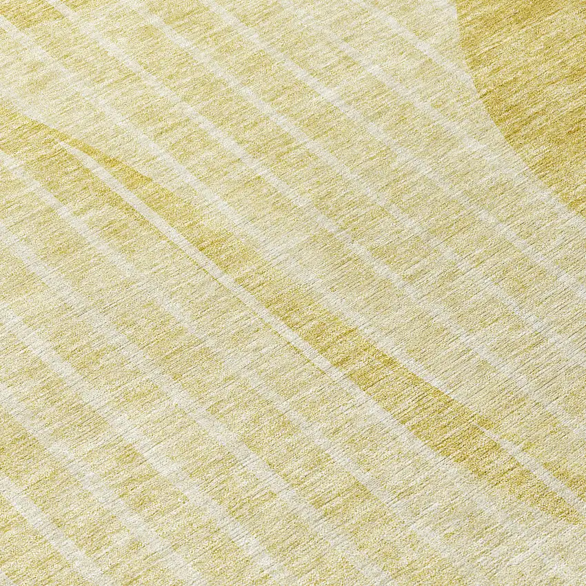 8' Gold Wheat And Ivory Round Striped Washable Indoor Outdoor Area Rug Photo 9