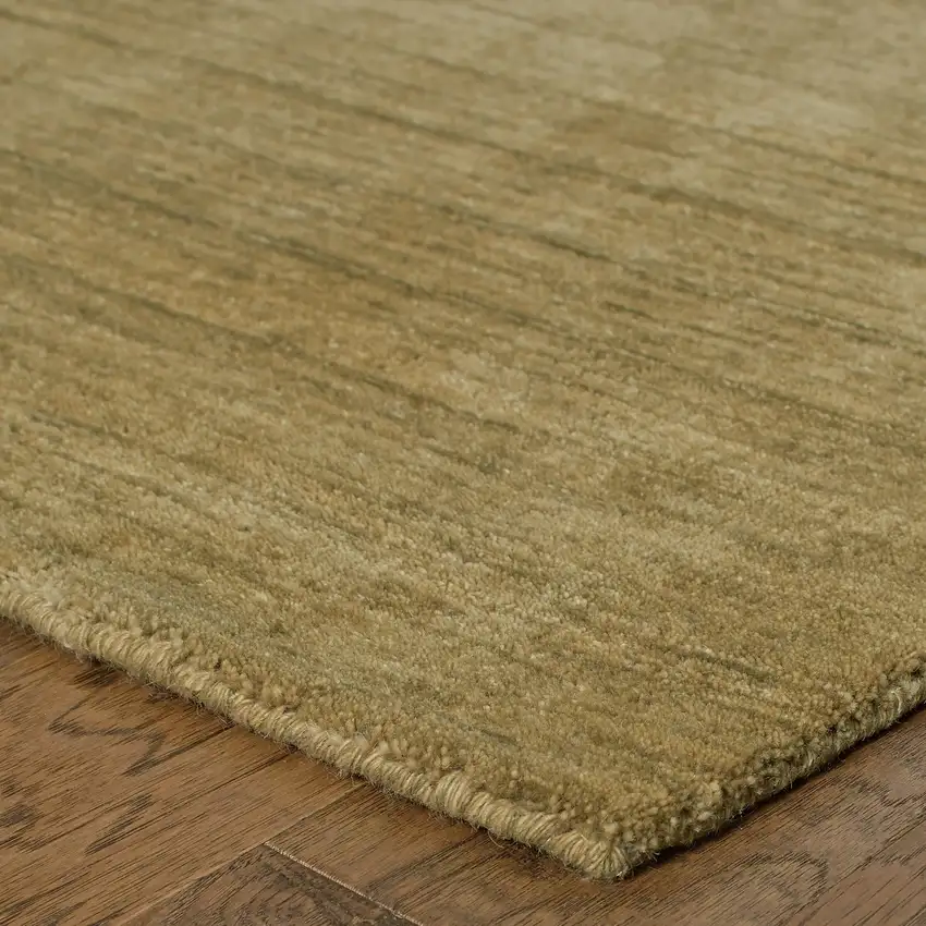 8' Gold Wool Hand Tufted Runner Rug Photo 5