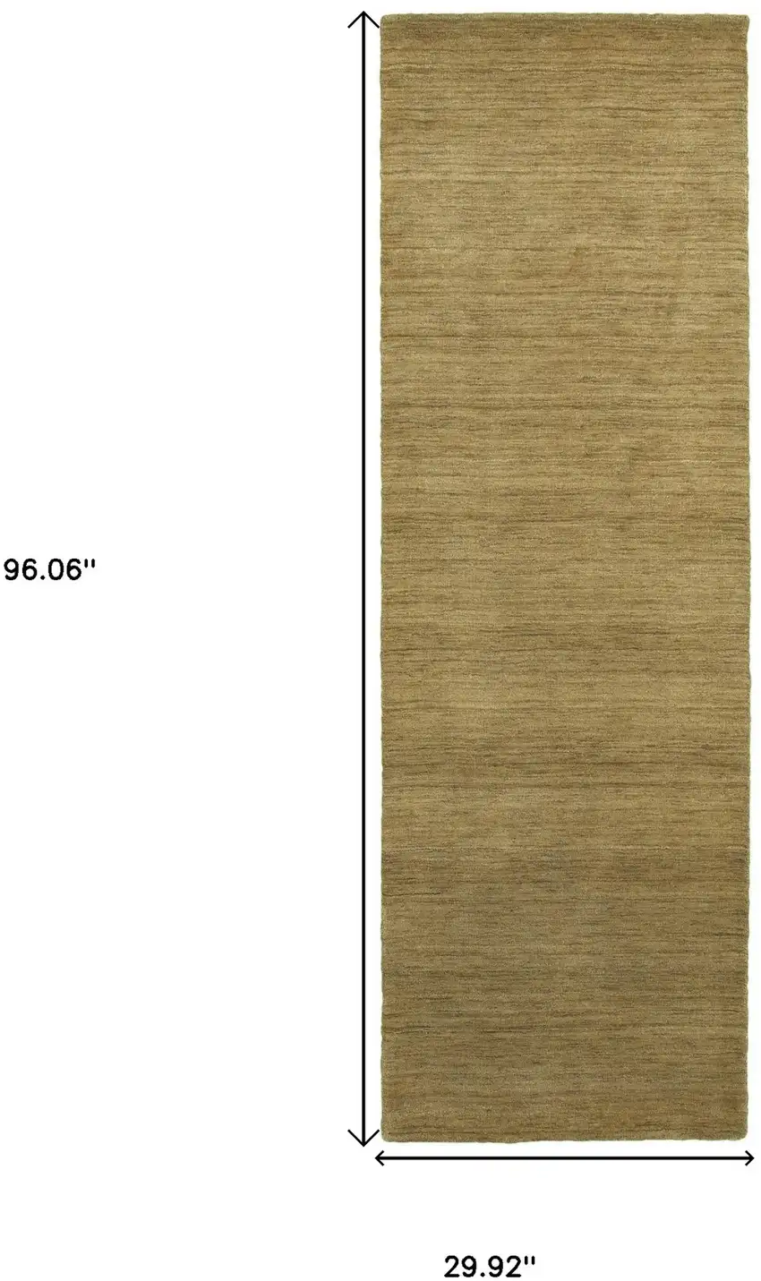 8' Gold Wool Hand Tufted Runner Rug Photo 4
