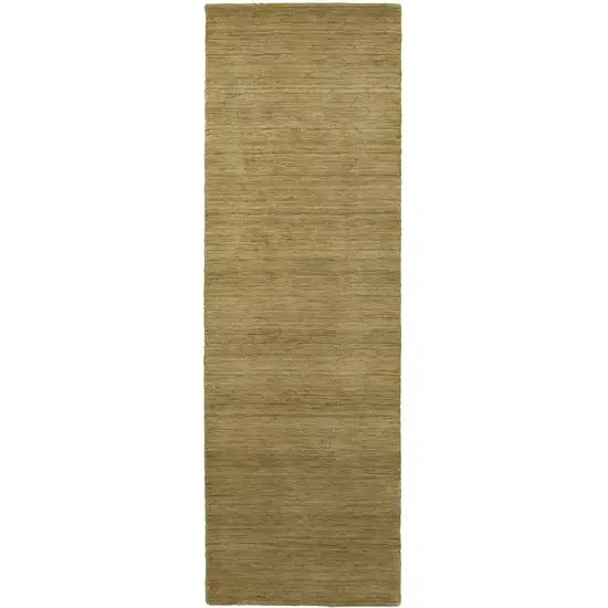 8' Gold Wool Hand Tufted Runner Rug Photo 3