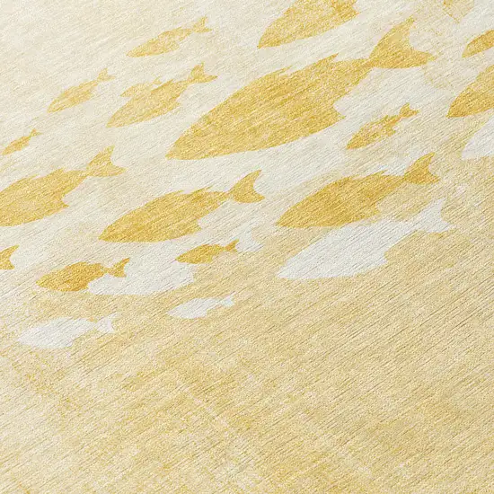 8' Gold Yellow And Wheat Round Nautical Washable Indoor Outdoor Area Rug Photo 8