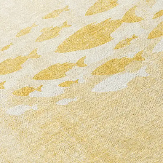 8' Gold Yellow And Wheat Round Nautical Washable Indoor Outdoor Area Rug Photo 8