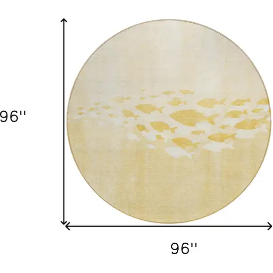 8' Gold Yellow And Wheat Round Nautical Washable Indoor Outdoor Area Rug Photo 3