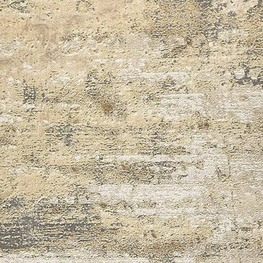8' Gold and Ivory Abstract Power Loom Runner Rug Photo 5
