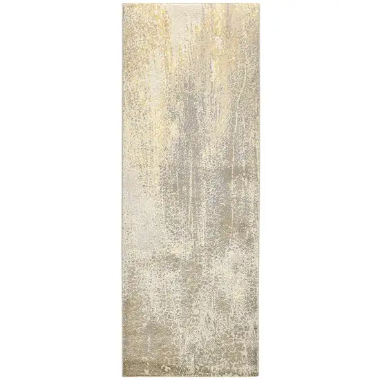 8' Gold Gray And Ivory Abstract Runner Rug Photo 2