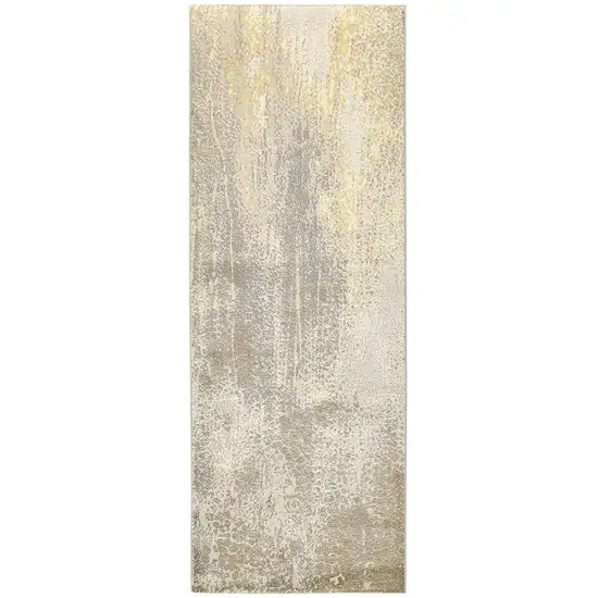 8' Gold Gray And Ivory Abstract Runner Rug Photo 4